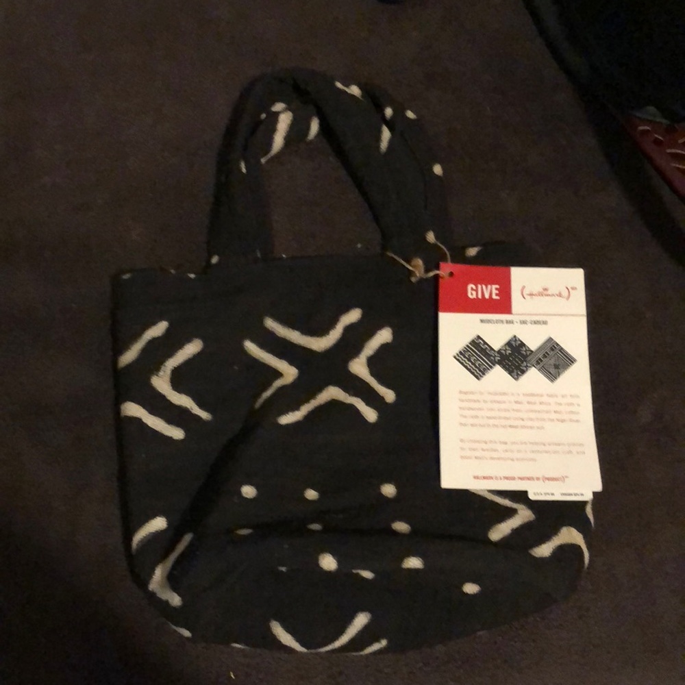 Black&white (r)ED African mud cloth totebag